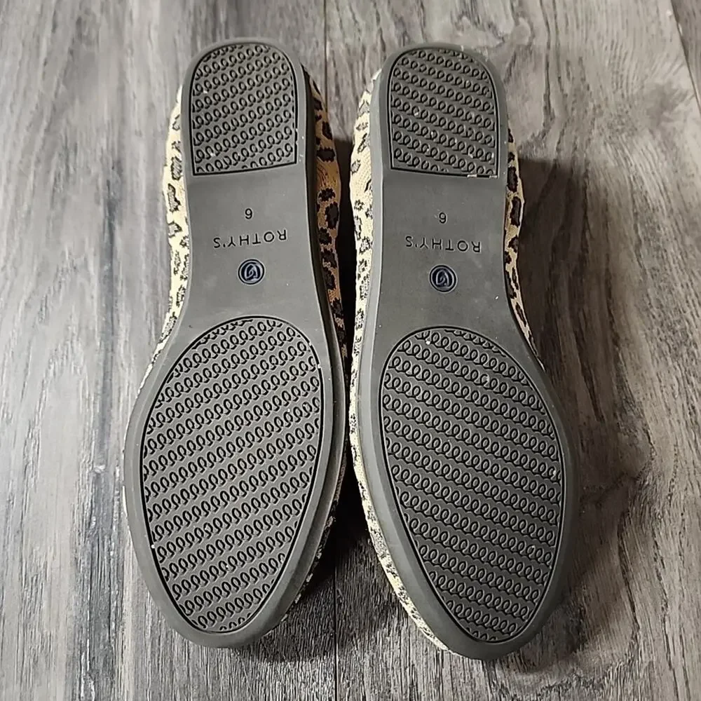 Rothy's Leopard Print Flats with Blue Trim